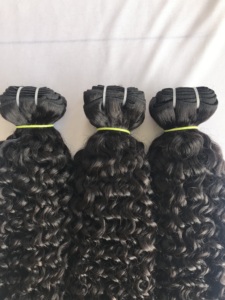 Exportation en gros fournisseur indien Temple indien Remy Virgin 20 ''Kinky Curly Bundles Extensions Single Drawn Hairr Machine Trame - Product Image 3