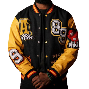 Chaqueta Universitaria de Béisbol Personalizada de Alta Calidad para Hombre con Bordado Chenille, Chaqueta Deportiva con Logotipo Frontal - Product Image 1