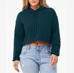 Ropa de calle con logotipo personalizado, sudadera para mujer, pulóver, Top corto de gimnasio, sudaderas con capucha recortada para mujer, sudadera informal con capucha transpirable para mujer - Product Image 4