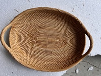 Plateaux ronds en rotin vintage faits à la main, fonctionnels, pour le rangement, la présentation de nourriture et de fruits, décoration de qualité, Vietnam