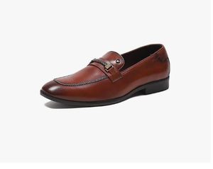 Mocasines de cuero genuino sólido Diseño sin cordones con cierre de cordones Transpirable Impermeable y estilo de caja de Punta ligera - Product Image 1