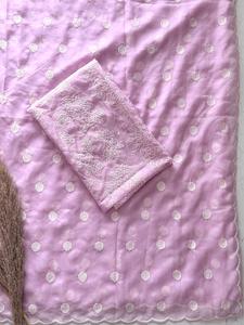 ผ้าซารีออร์แกนซ่าลายเทเบย์สำหรับผู้หญิง พรีเมียม พร้อมงานปักลายจุดด้วยด้าย และขอบงานปักด้วยด้ายหนา มีสินค้าในสต็อก - Product Image 4