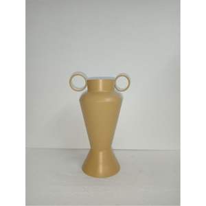 Vase à fleurs moderne en métal mat couleur moutarde avec poignées - Vase décoratif à étages de style nordique pour la décoration de la maison et des mariages - Product Image 2