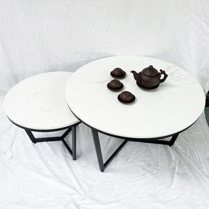 Modern Nesting <b>Sofa</b> <b>Table</b> with Glass Top and Metal Legs 70x70x45cm Living Room Furniture TT68167 - Product Image 6