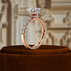 Bague de fiançailles en diamant de laboratoire taille princesse 1CT, halo caché, certifiée IGI, or jaune 14 carats, demi-pavé, bague de mariage - Product Image 5