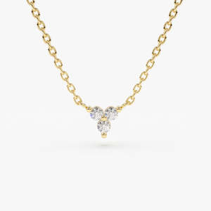 Collier Trio de Diamants Ronds de Laboratoire 0,09 carats total, Couleur G, Pureté SI, Or Massif 14K, Cadeau Temps Présent Futur - Product Image 2