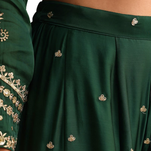 Verde Zari lavoro Palazzo tuta con Organza Dupatta all'ingrosso donna abbigliamento etnico OEM fornitore di abbigliamento personalizzato per feste - Product Image 6