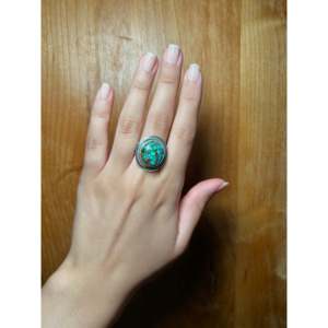 Darrin Livingston <b>Adjustable</b> Stainless Steel <b>Ring</b> Kingman Turquoise Sterling Silver Bezel Set Gift for Size 8.5 Inlay Technology - Product Image 4