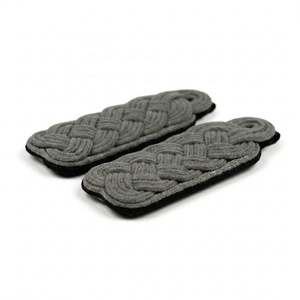 Custom General Officer Shoulder <b>Boards</b> with <b>Light</b> Grey Piping Premium Embroidered Duty Uniform Epaulettes - Product Image 2