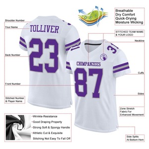 Maillot de football personnalisé, uniforme de football de qualité supérieure | Fabricant EM&ODM, maillot de football authentique personnalisé blanc, violet-gris, en maille - Product Image 2