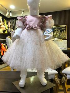 Robe de soirée décente pour enfants avec différentes tailles, robes fantaisie brodées de poulet blanc - Product Image 3