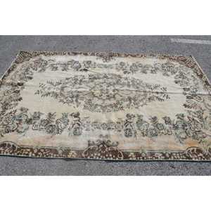 Tapis turc, tapis vintage 5,5x9,2 pieds, tapis en laine persan beige - Product Image 2