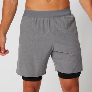 Venta de verano, pantalones cortos dobles de cintura alta para hombres, gimnasio, Fitness, Yoga, botín, estilo informal con patrón de decoración, talla 6XL para deportes - Product Image 2