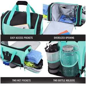 Bolsa de gimnasio unisex para hombre y mujer con zapato y compartimento húmedo-bolsa de lona para viajes, deportes, fitness y entrenamiento - Product Image 2