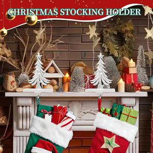 Vintage Decorative Iron Metal <b>Christmas</b> <b>Stocking</b> <b>Holder</b> Stand for Fireplace Mantel Festive Holiday Display Organizer - Product Image 6