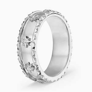 Anillo de Mujer Sol Starburst con Diamante Redondo Cultivado en Laboratorio, Certificado IGI, Oro Blanco de 14K, Engaste en Bisel, Claridad SI1, Color G - Product Image 4