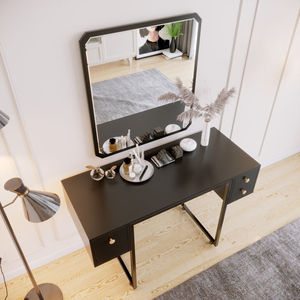 Modern Design SFBTD014 Wood Panel <b>Makeup</b> Table with Hinged <b>Drawers</b> High Quality Rubberwood - Product Image 2