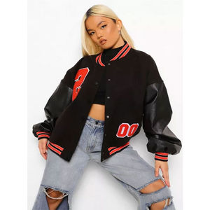 Mode broderie veste pour femmes élégant haute qualité Varsity veste épais hiver tenue décontracté chaud Streetwear Varsity veste - Product Image 5