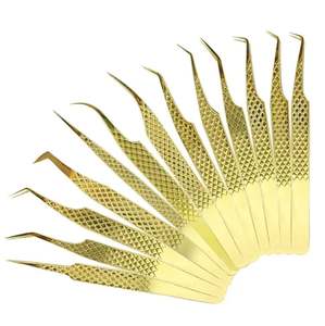 แหนบต่อขนตาสแตนเลสชุบทองพลาสมา 4 ชิ้น รูปทรงหลากหลาย สำหรับต่อขนตาแบบมืออาชีพ - Product Image 3