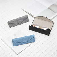 Étui à lunettes pliable en RPET écologique avec logo personnalisé, boîte à lunettes triangulaire pliable, étui de rangement portable en tissu pour lunettes