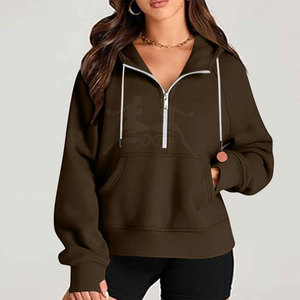 Sudadera con capucha deportiva de media cremallera con ajuste cómodo y elegante detalle de cremallera para un atractivo moderno Sudadera con capucha básica de media cremallera - Product Image 3