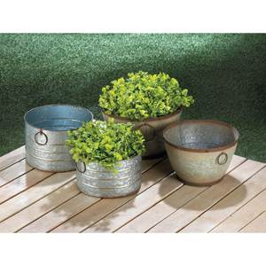 Nouveau support de jardinière de fleurs rond galvanisé avec poignées d'anneau en métal pour la maison Patio balcon jardin jardinière décorative - Product Image 4