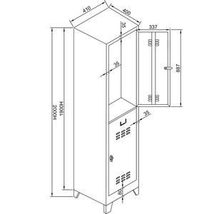 Directo de fábrica al por mayor mejor calidad Jessan armario de almacenamiento de un solo metal 2 puertas - Product Image 5