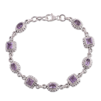 Harga Pabrik Gelang Perak 925 Sterling Amethyst Buatan Tangan Boho Elegan Kristen Unisex Bebas Nikel Bebas Timbal Perhiasan Hadiah
