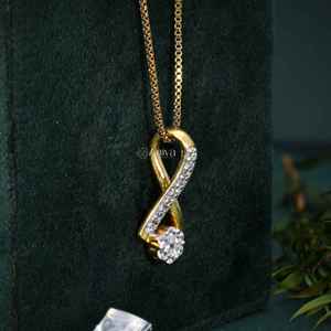 Trung tâm cổ điển Solitaire xuất hiện với cụm kim cương 18K mạ vàng gia chứng nhận bán gắn chéo trên mặt dây chuyền - Product Image 2