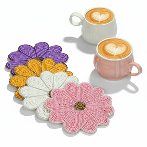 ที่รองแก้วลายดอกเบญจมาศโบฮีเมียนทำด้วยมือสร้างสรรค์แปลกใหม่มีฉนวนกันความร้อนสำหรับตกแต่งเดสก์ท็อปแผ่นรองสินค้าของขวัญ - Product Image 3