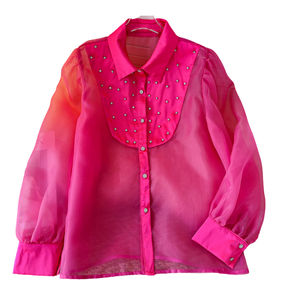 Blusas de Punto Casuales de Manga Corta Transpirables de Primavera con Logotipo Frontal para Mujer, 100% Algodón, Tops Ecológicos al por Mayor - Product Image 1