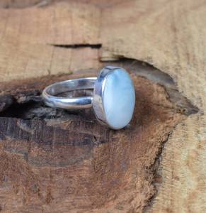 Anillo Ovalado de Larimar, Elegante Joyería de Plata de Ley 925 con Piedra Preciosa, Anillo de Piedra Azul Hecho a Mano para Mujer, Venta al por Mayor - Product Image 4