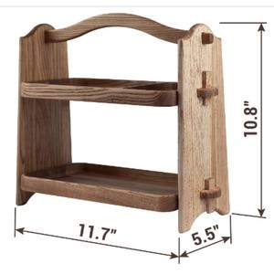 Organisateur de comptoir à étages en bois écologique, support de rangement pour fruits et légumes à 2 niveaux, vente en gros, support à fruits personnalisé pour comptoir de cuisine - Product Image 1