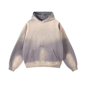 Custom Acid Wash <b>Tie</b> Dye Men's Winter Hoodie Oversized Heavyweight Knitted 100% Cotton Fleece <b>Vintage</b> Sun Faded Distressed OEM - Product Image 4