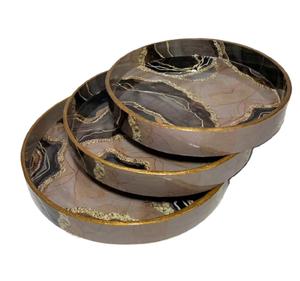 Decorativo personalizado para desayuno, café y té, vajilla de madera de nogal, bandeja de comida, bandeja de madera de acacia para servir con asas de metal - Product Image 4