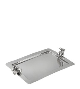 Venta caliente Art Deco Rectangular hecho a mano de acero inoxidable pulido plata bandeja para servir comida exhibición para restaurantes de Hotel en casa - Product Image 3