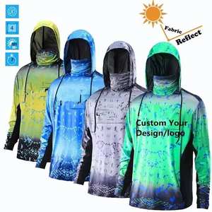 Chemises de pêche pour hommes, impression par sublimation, design OEM personnalisé, protection UV, séchage rapide, UPF 50+, manches longues - Product Image 3