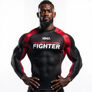 Obtenga al por mayor Obtenga protectores contra sarpullidos Obtenga ropa sublimada de equipo MMA para entrenamiento de combate de gimnasio y rendimiento de entrenamiento Obtenga - Product Image 3