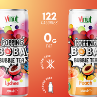 Boisson gazeuse à la lychee YOUR BRAND Popping Boba Bubble Tea 320ml, très demandée, échantillon gratuit, fabrication au Vietnam, marque privée (OEM, ODM)
