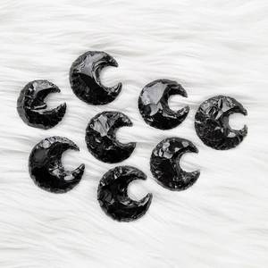Vente en gros obsidienne noire, meilleure qualité, cristal naturel, pierre précieuse, pointe de flèche, obsidienne croissant de lune pour la fabrication de bijoux - Product Image 6