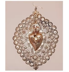 Caja de Corazón Milagroso del Sagrado Corazón, Corazón Antiguo Dorado, Corazón Católico - Product Image 6