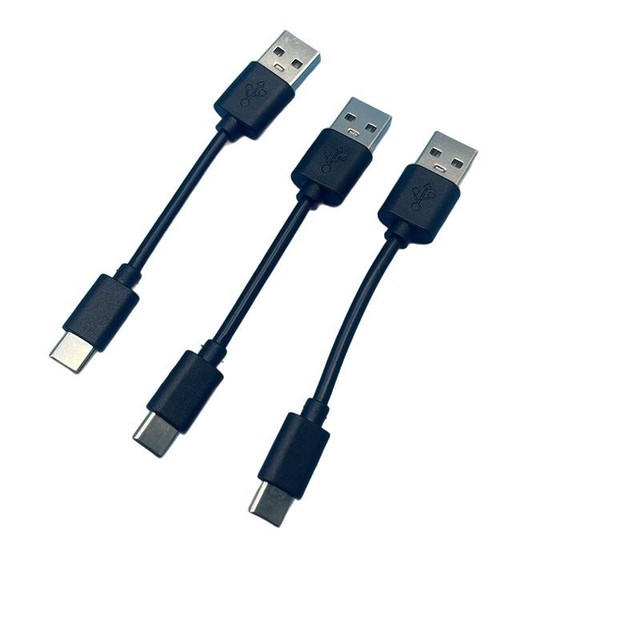 Durable 2A 10cm USB Type-C Fast Charging Cable Black Color with Pure Copper Conductor Braid Shielding for Power Banks & Speakers
