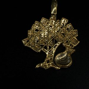 Pendentif en or jaune et diamant exquis de l'arbre d'argent 10K une pièce de déclaration pour les bijoux de mode haut de gamme - Product Image 3
