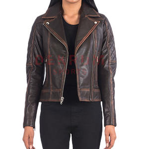Women's Winter Genuine Leather Jacket with <b>Zipper</b> XL Size Breathable Fashion Design From Pakistan Custom Logo Outdoor Season Use - Product Image 3