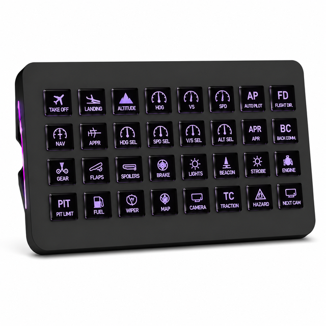 MiraBox XL 32 Keys Programmable Keyboard LCD Control Panel with Dual Toggle Switches for Sim Racing and Flight Simulator