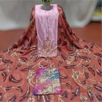 Robe élégante en tissu jacquard tissé de qualité supérieure, 100 % soie, coton/polyester, motif uni, vert royal Fransawi Dirac Chiffon, avec détails dorés