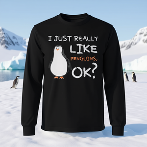 Camiseta Premium de Manga Larga para Niños Amantes de los Animales 'Me Encantan los Pingüinos' - ¡Para Complimentos sobre Pingüinos! - Product Image 3