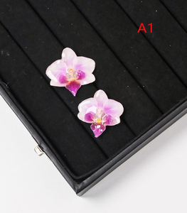 Juego de Figuras de Orquídeas de Resina Hechas a Mano, Decoración Ecológica para Bodas, Regalo, Arte Floral Morado, Decoración Coleccionable A4 AZ - Product Image 5