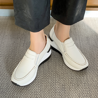 Chaussures Décontractées à Enfiler en Cuir Action sur Plateforme JSHOE pour Femme, Augmentant la Hauteur de 6.5cm, Idéales pour la Marche et le Confort