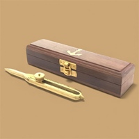 Brass Professional Metal Compasses Wooden Storage Box Nautical Chart Plotting Measuring Tool Portable 9-inch Gift Set for Marine